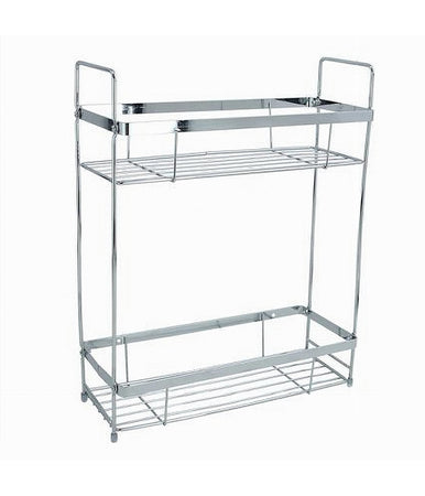 Mensola Per Doccia Bagno Rettangolare 2 Ripiani Portaoggetti 30,5x12x38 Cm 79301