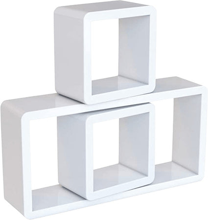 Mensole A Cubo Set Di 3 Da Parete Stile Retró Bianco Casa e cucina/Organizzazione interni/Porta oggetti cassetti e scaffali/Mensole da muro Liquidator Italia - Nicosia, Commerciovirtuoso.it