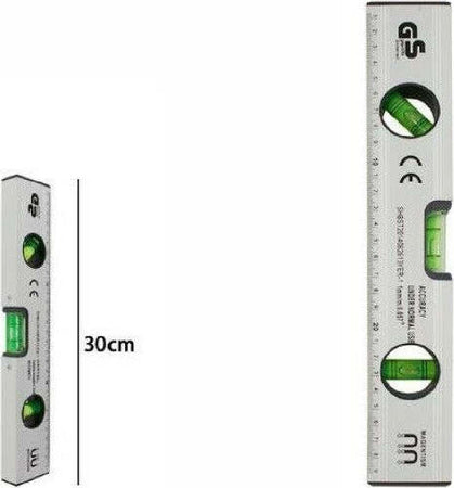 Metro-Livella-Metrica-A-Bolla-Millimetrata-3-Fiale-Bolle-Magnetica-30-Cm