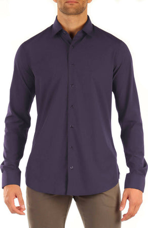 Michael-Kors-Camicia-Uomo-Blu-Collo-Italiano-Manica-Lunga-Performance-Stretch-Slim-Fit-Md0-Md91399