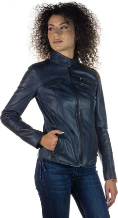 Michelina---Giacca-Donna-Blu-in-vera-pelle