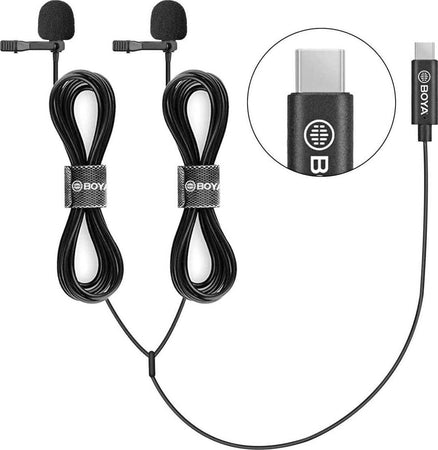 Microfoni Lavalier BOYA BY-M3D Digitali a Doppia Testa USB tipo C compatibili con iPad Pro, Mac PC