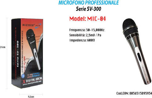 Microfono-Dinamico-Unidirezionale-18cm-Cavo-2mt-Xlr-jack-On/off-Karaoke-Maxtech-Mic-04