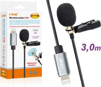 Microfono Lavalier Lightning Suono Omnidirezionale A 360? Cavo 3 Metri Lt3543m Elettronica/Informatica/Accessori/Accessori per audio e video/Microfoni per PC Trade Shop italia - Napoli, Commerciovirtuoso.it
