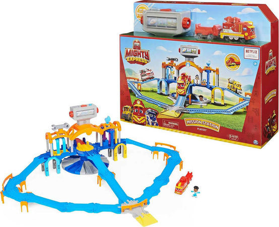 Mighty-Express,-La-Stazione-Centrale,-Playset-Mission-Station,-Con-Treno-Esclusivo-Nate,-Luci-E-Suoni,-Giocattolo-Per-Bambini-3+-Spin-Master
