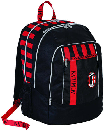 Milan Zaino per La Scuola Bambino E Ragazzo Zaino Advanced Seven Nero Rosso Con Spallacci Regolabili