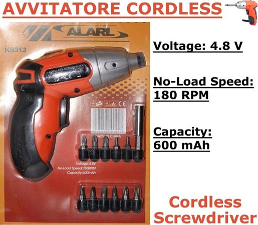 Mini-Avvitatore-Trapano-Cordless-4.8volt-180rpm-11-Punte-Ricaricabile-600mah