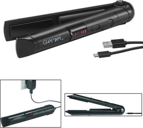 Mini-Piastra-In-Ceramica-Capelli-Lisci-Ricaricabile-Da-Viaggio-Borsa-205°c-Gm-2975