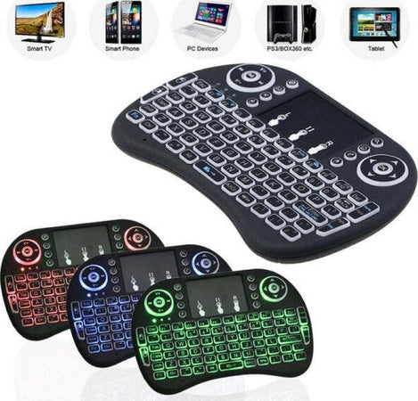 Mini-Tastiera-Qwerty-Retroilluminato-Wireless-Ergonomica-Con-Mouse-Touchpad