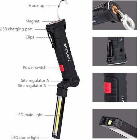 Mini Torcia Ricaricabile Led Cob Magnetica Snodata Luce Lampada Lavoro Meccanico Casa, arredamento e bricolage > Bricolage e fai da te > Torce Trade Shop italia - Napoli, Commerciovirtuoso.it