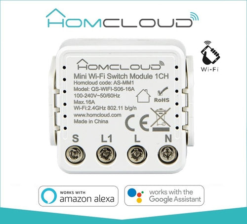 Modulo Interruttore Intelligente Mini Wi-Fi da incasso con comando da Smartphone e Vocale HOMCLOUD