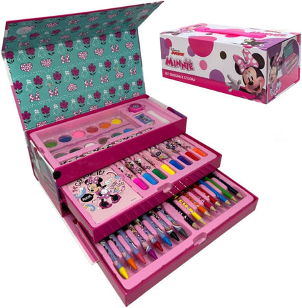 Valigetta Disney minnie set 52 pezzi di colori e cancelleria i kit disegno e pittura
