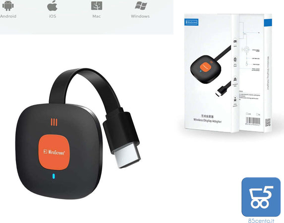Mirascreen G18 - Dongle per display WIFI wireless HDMI 4K HDR WiFi HDMI compatibile con Android/IOS/Windows/Mac/PC supporto Miracast DLNA Airplay