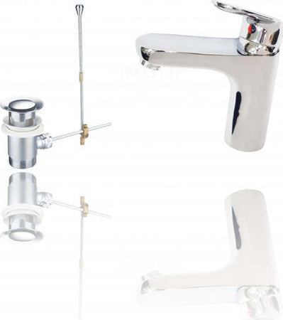 Miscelatore-Bagno-Lavandino--52954-Piletta-Scarico-Filtro-Fisso-Doppio-Foro