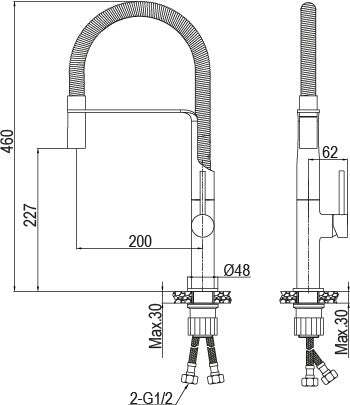 Miscelatore cucina a molla con doccia estraibile