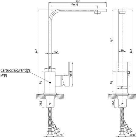 Miscelatore cucina bagno squadrato con canna girevole