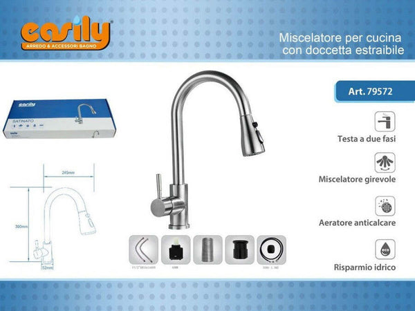 Miscelatore-Cucina-Rubinetto-Con-Doccetta-Estraibile-Monocomando-Satinato-79572