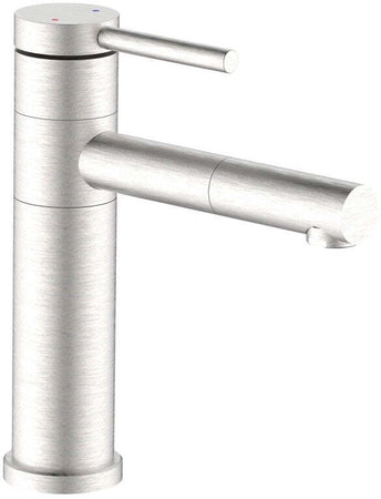Miscelatore lavabo con bocca girevole acciaio inox