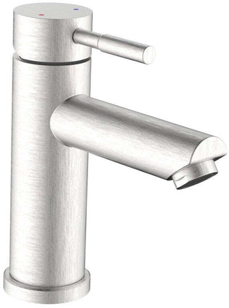 Miscelatore lavabo in acciaio inox satinato tondo