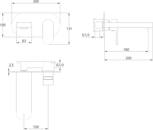 Miscelatore-Lavabo-Parete-Oceania-ad-Incasso-Ottone-Colore-Nickel-Spazzolato