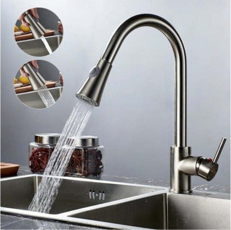 Miscelatore-Lavello-Cucina-Doccia-Estraibile-Professionale-Cromato-Rubinetto