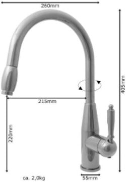 Miscelatore per cucina dorato, stile vintage
