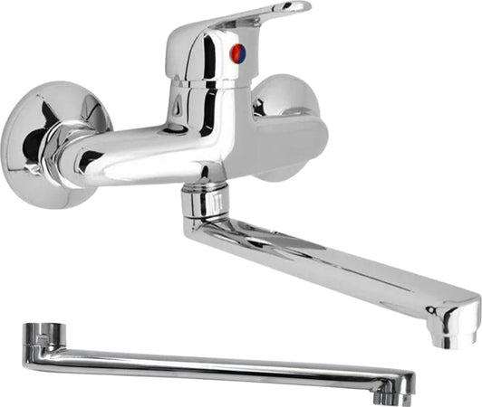 Miscelatore Rubinetto A Muro per Lavello Con 2 Canne Orientabili Fai da te/Attrezzature per cucine e bagni/Impianti per la cucina/Rubinetti da cucina/Rubinetti per lavelli da cucina Ogomondo - Martina Franca, Commerciovirtuoso.it