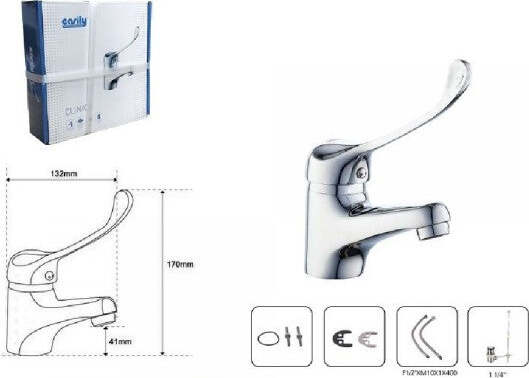 Miscelatore-Rubinetto-Bagno-Per-Lavandino-Lavabo-Ottone-Cromato-Clinica-69205