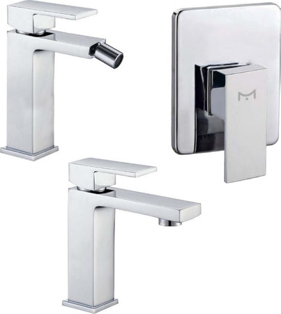 Miscelatore Rubinetto Bidet Cromato + Miscelatore Rubinetto Lavabo Cromato + Miscelatore Doccia Ad Incasso Da Parete Fai da te/Attrezzature per cucine e bagni/Attrezzature per bagni/Rubinetti per lavandini bagno Ogomondo - Martina Franca, Commerciovirtuoso.it