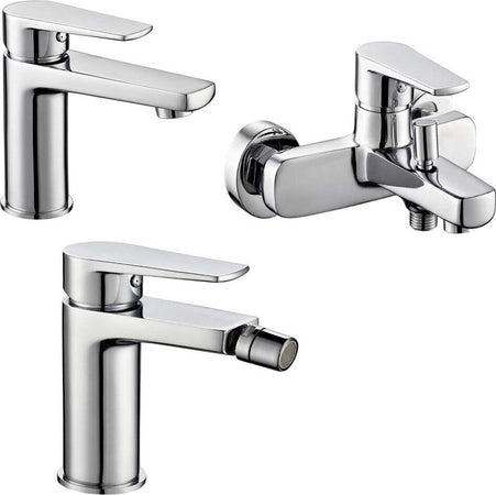Miscelatore Rubinetto Bidet Cromato + Miscelatore Rubinetto Lavabo Cromato + Miscelatore Esterno Vasca Con Deviatore Fai da te/Attrezzature per cucine e bagni/Attrezzature per bagni/Rubinetti per lavandini bagno Ogomondo - Martina Franca, Commerciovirtuoso.it
