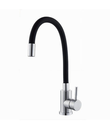 Miscelatore Rubinetto Lavello Cucina Canna Flessibile Nero Acciaio Satinato 52687