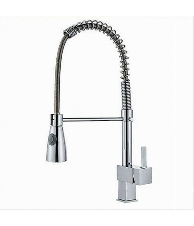Miscelatore Rubinetto Lavello Cucina Getto A Molla Bocca Girevole Base Quadra 87469