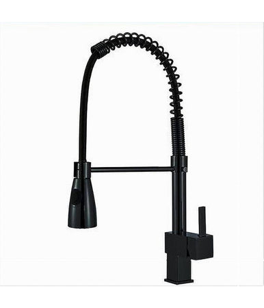 Miscelatore Rubinetto Lavello Cucina Getto A Molla Bocca Girevole Nero Quadra 87470