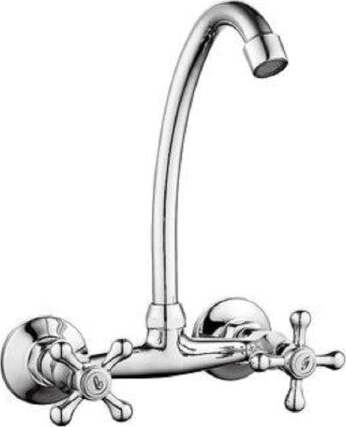Miscelatore-Rubinetto-Parete-Manopole-A-Croce-Cucina-Lavello-Ottone-Roma-69407