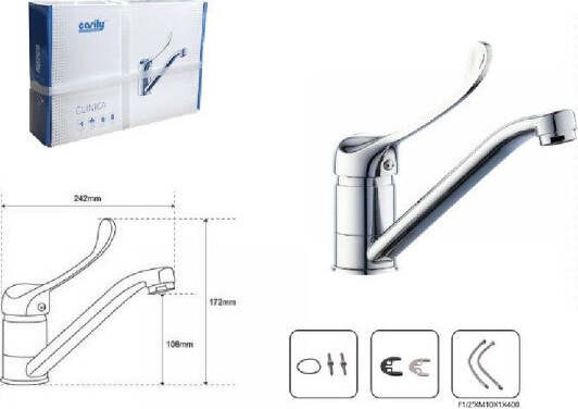 Miscelatore-Rubinetto-Per-Cucina-Lavandino-Lavello-Ottone-Cromato-Clinica-69206