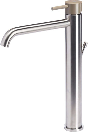 Miscelatore-versione-alta-per-lavabo-con-scarico-e-maniglia-colorata-di-Tubico