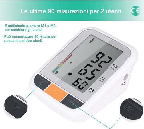 Misuratore Pressione Sanguigna Sfigmomanometro Automatico Da Braccio Aritmia Salute e cura della persona/Prodotti e apparecchiature mediche/Apparecchi diagnostici e di monitoraggio/Misuratori della pressione arteriosa/Misuratori da braccio/Misuratori elettrici Trade Shop italia - Napoli, Commerciovirtuoso.it