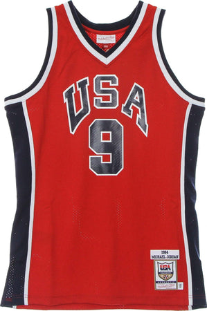 MITCHELL-&-NESS-Canotta-Basket-Uomo-Nba-Authentic-Jersey-Hardwood-Classics-No-9-Michael-Jordan-1984-Team-Usa-Red-da-uomo