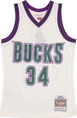 MITCHELL-&-NESS-Canotta-Basket-Uomo-Nba-Off-White-Team-Color-Swingman-Jersey-Hardwood-Classics-1996-No-34-Ray-Allen-Milbuc-Off-White-da-uomo