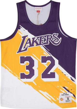 MITCHELL-&-NESS-Canotta-Basket-Uomo-Nba-Paint-Brush-Mesh-Tank-No-32-Magic-Johnson-Loslak-Multi/white-da-uomo