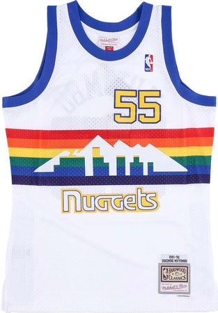 MITCHELL-&-NESS-Canotta-Basket-Uomo-Nba-Swingman-Jersey-Hardwood-Classics-No-55-Dikembe-Mutombo-1991-92-Dennug-Original-Team-Colors-da-uomo