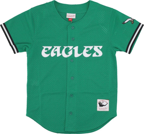 MITCHELL-&-NESS-Casacca-Bottoni-Uomo-Nfl-On-the-Clock-Mesh-Button-Front-Phieag-Kelly-Green-da-uomo