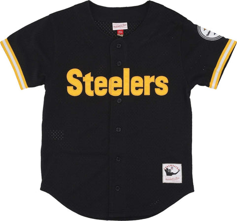 MITCHELL-&-NESS-Casacca-Bottoni-Uomo-Nfl-On-the-Clock-Mesh-Button-Front-Pitste-Black-da-uomo