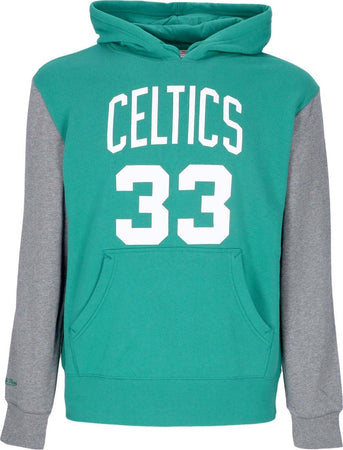 MITCHELL-&-NESS-Felpa-Cappuccio-Uomo-Nba-Fashion-Fleece-Hoodie-1986-No-33-Larry-Bird-Hardwood-Classics-Boscel-Original-Team-Colors-da-uomo