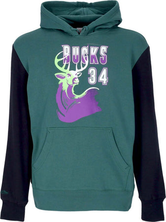 MITCHELL-&-NESS-Felpa-Cappuccio-Uomo-Nba-Fashion-Fleece-Hoodie-1996-No-34-Ray-Allen-Hardwood-Classics-Milbuc-Original-Team-Colors-da-uomo