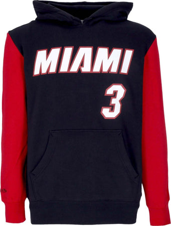 MITCHELL-&-NESS-Felpa-Cappuccio-Uomo-Nba-Fashion-Fleece-Hoodie-2006-No-3-Dwyane-Wade-Hardwood-Classics-Miahea-Original-Team-Colors-da-uomo