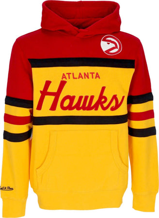 MITCHELL-&-NESS-Felpa-Cappuccio-Uomo-Nba-Head-Coach-Hoodie-Atlhaw-Original-Team-Colors-da-uomo