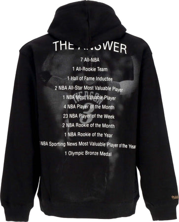 MITCHELL-&-NESS-Felpa-Cappuccio-Uomo-Nba-Premium-Fleece-Vintage-Logo-Hoodie-Allen-Iverson-Phi76e-Black-da-uomo