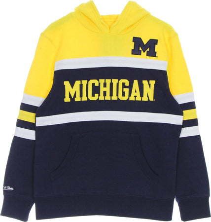 MITCHELL-&-NESS-Felpa-Cappuccio-Uomo-Ncaa-Head-Coach-Hoodie-Msuspa-Navy/yellow-da-uomo