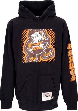 MITCHELL-&-NESS-Felpa-Cappuccio-Uomo-Nfl-Big-Face-7.0-Hoodie-Clebro-Black-da-uomo